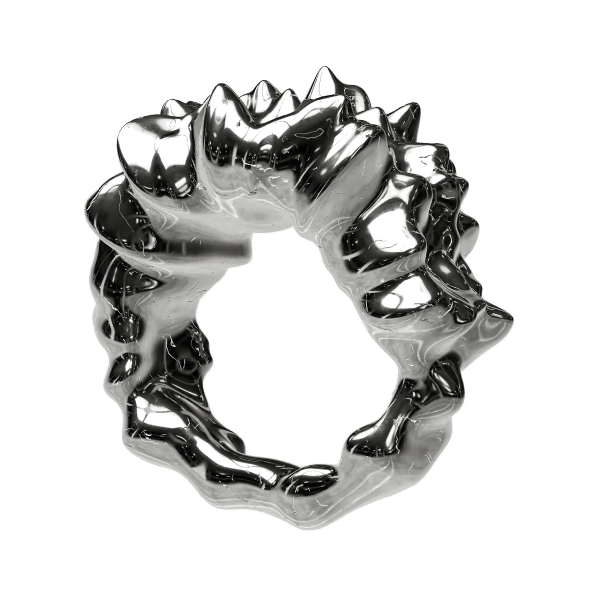 Distorted II: spiked crown ring in solid 925 sterling silver